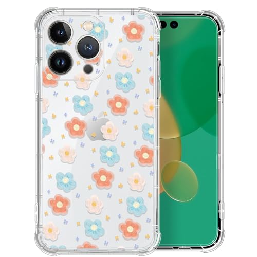 Coque iPhone 15 Pro 6.1 transparente en TPU antichoc motif floral