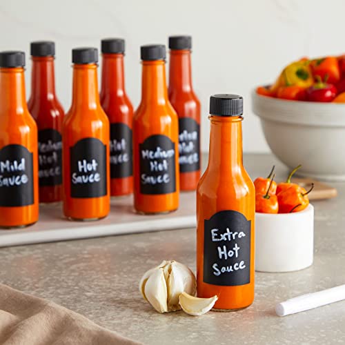Talented Kitchen Glass Hot Sauce Bottles - 5 oz, Clear Glass, 14-Pack Woozy Bottles - Screw-On Caps & Dripper Inserts - Funnel & Chalkboard Labels - Hot Sauce Bottling Kit & Making Supplies - Image 3