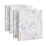 Y YOMA Rose Gold 3 Ring Binders for Letter Size Marble 1 inch 3-Ring Binder Cardboard Decorative Recipe Binder Cute Three Binders Organizer for School Home Office Supplies, 4 Pack
