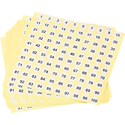 25 Sheets Consecutive Number Stickers 1 to 100 Number PVC Labels 0.4 inch Self Adhesive Small Round Labels for Inventory Storage Organizing Boxes by Morices Cover