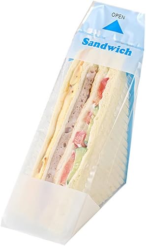 Juego de 100 bandejas de papel pequeñas para sándwich y bolsas de sándwich de plástico, caja de cuña desechable de 4.5 x 4.5 x 2.5 pulgadas, fácil