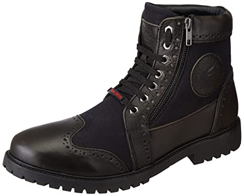 Image of Royal Enfield Men Military Vibe Boots Black Shoes-Uk 9 (Rlcsoa220252)
