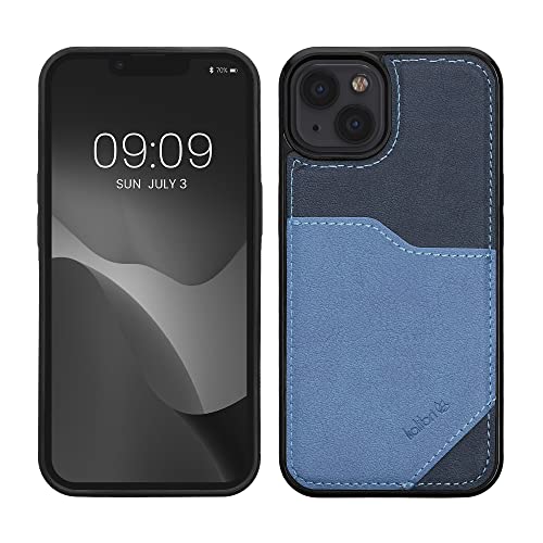 kalibri Carcasa Compatible con Apple iPhone 13/14 - Funda con Tarjetero de Cuero sintético - Azul Oscuro/Azul Claro Cover