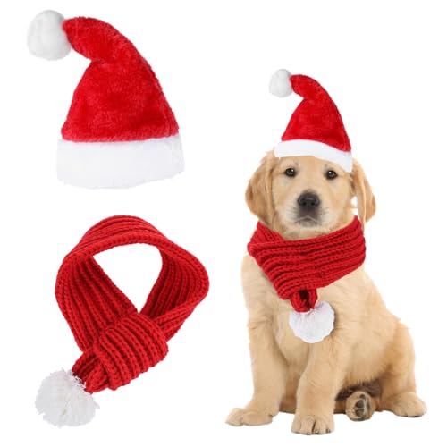 Gorro y Bufanda de Santa para Perros y Gatos L miniatura 1