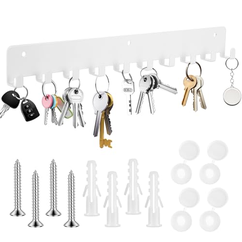 QJKEJI Colgador Llaves Pared, Ganchos Cuelga Llaves Paredes, Llavero de Pared con 10 Ganchos, Colgador de Llave para Pasillo, Cocina, Dormitorio, Sala de Estar, Baño, Oficina