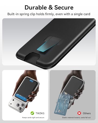 Image of TWZKG for MagSafe Wallet, 3 Cards Holder, Slim Magnetic Phone Wallet for iPhone 17 /16 /15 /14 /13 /12 Pro Max Plus Air Series,RFID Blocking Vegan Leather,Black