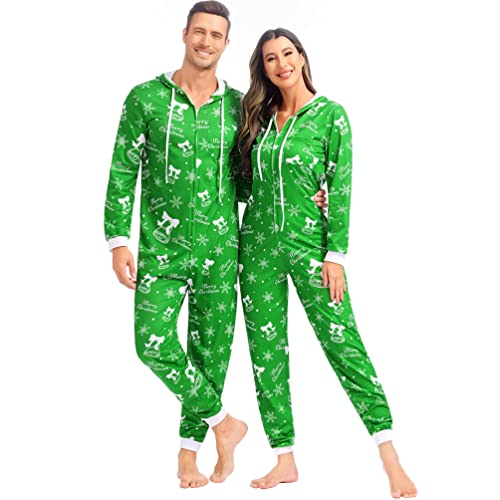 Christmas Onesie Pajamas for Women Adult Matching Family Christmas Pajamas One-Piece Christmas Pjs Couples