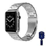 VIPPLUS Compatible for Apple Watch Band 42mm/44mm Stainless Steel Strap Bracelets Wristband with Durable Folding Metal Clasp for Apple Watch Series 4/3/2/1 Silver