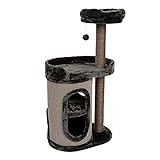 JAMAXX Premium 2-in-1 Kratzbaum & Kratztonne für Katzen, H115cm Stabil Extra-Weiches Kuschel-Plüsch, PCT6007 Dark-Grey