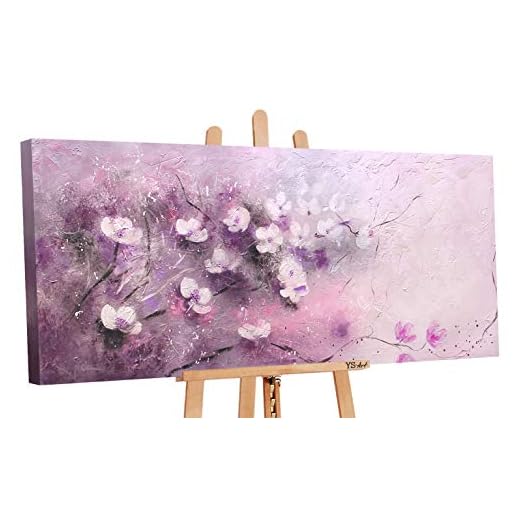 YS-Art Cuadro acrílico ternura| Pintado a Mano | 115x50 cm |Arte Moderno|Lienzo de Pared|único| Violeta