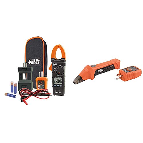 Klein Tools CL110KIT Electrical Tester/Maintenance Kit w/Clamp Meter, 3 x AAA & Digital Circuit Breaker Finder with GFCI Outlet Tester ET310