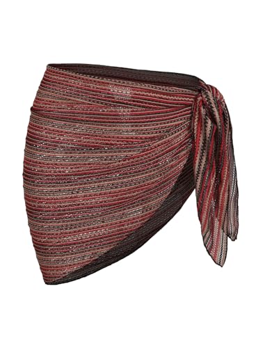 Image of ZAFUL Sarong Coverups for Women Beach Vacation Fishnet See Thru Tie Side Bathing Suit Cover Up Mini Skirt