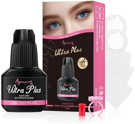 Beauty7 Semi Permanent Lash Glue, 4 Weeks Hold, Odorless Black Adhesive DIY