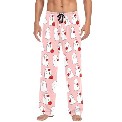 Spirits and Pumpkins Men's Cotton Pajama Pants with Pockets and Drawstring Comfortable and Stylish,S2