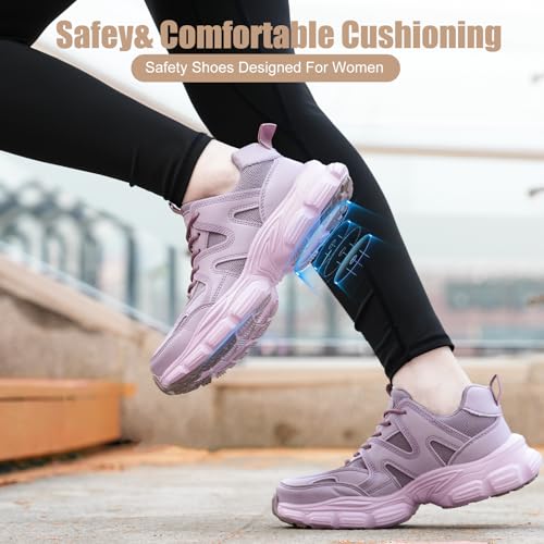 Image of Hogent Steel Toe Shoes for Women Men Wide Non Slip Composite Work Sneakers Indestructible Comfortable Safety Tennis Shoes Lightweight Breathable Construction Sneakers Puncture Proof Ergonomic Design