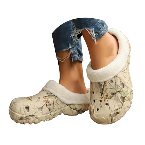 Unisex Garden Clogs House Slippers Fleece Lined Winter Breathable Walking Shoes Warm Non-Slip Mule Footwear Men Women Fuzzy Slip On Mules Casual Indoor Outdoor Sports Cotton Cozy Slippers