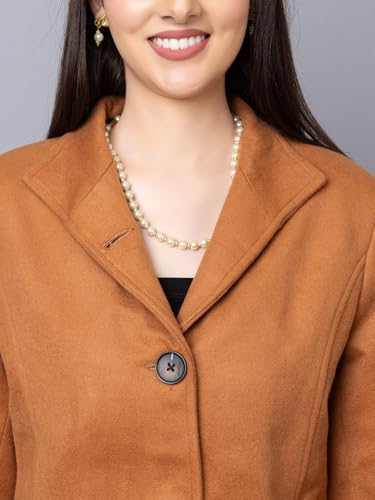 Image of CHKOKKO Women Chic Winter Coat Single Breasted | Knee Length Design with Buttoned Closure and Practical Front Side Pockets for Stylish and Comfortable Wear