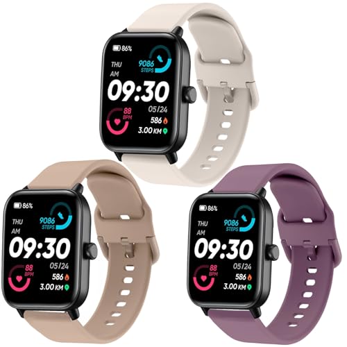 ViCRiOR Bands Compatible with IDW13,IDW16,IDW19 Smartwatch Band, 3 Pack 22mm Soft Silicone...