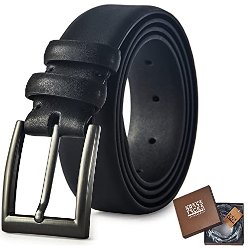 BRASS TACKS Leathercraft Cinturón de vestir de cuero genuino para hombre (negro, cintura de 29 a 31 pulgadas) Cover