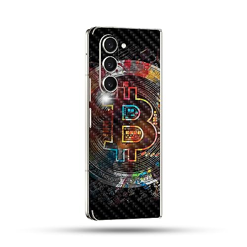 Image of MightySkins Carbon Fiber Skin Compatible With Samsung Galaxy Z Fold 5 Full Wrap - Crypto | Protective, Durable Textured Carbon Fiber Finish | Easy To Apply, Remove, and Change Styles | Made in the USA