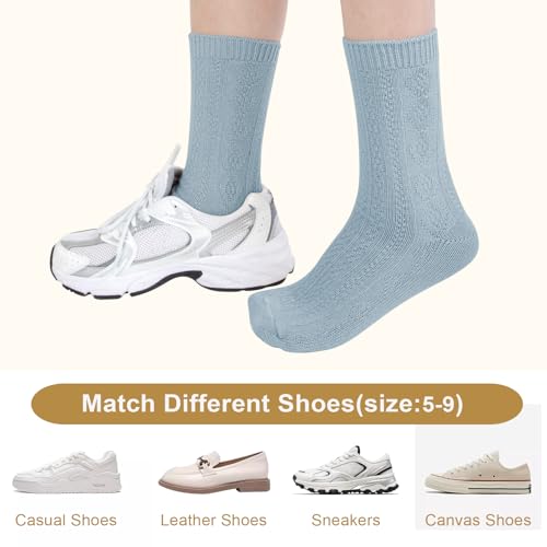 Image of Justay Crew Socks for Women - Soft Knit Boot Calf Comfortable Cute Dress Cotton Socks Gifts