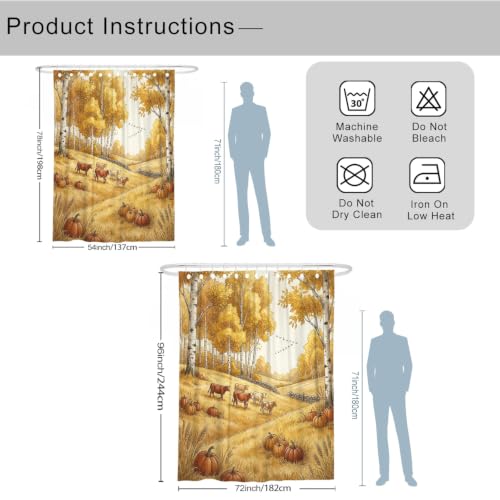 Rideau de douche extra long contre les éclaboussures automne jaune - 4