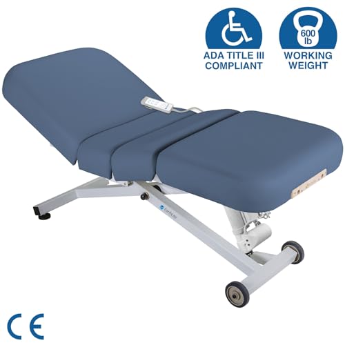 Image of EarthLite Ellora Electric Lift Salon Massage Table, Electric Tilt, Made in USA, 30 inch x 73 inch, Mystic Blue
