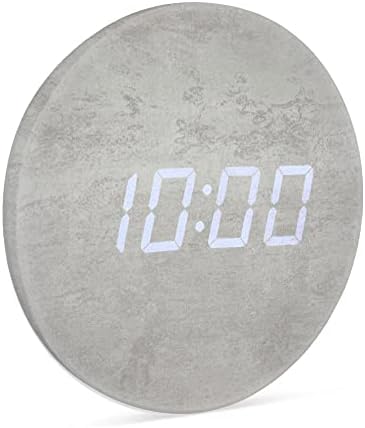 Leafre Minimalist LED Digital Wall Clock – USB Powered | Grey Concrete Style | 12/24 Hour, Night Mode, Silent Clock | Room Decor for Kitchen, Living Room, Bedroom, Classroom, Office (9 in)