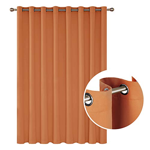 Image of Deconovo Grommet Blackout Thermal Insulated Window Divider Darkening Blinds Wide Width Curtain for Kids Room, 100x95, Orange