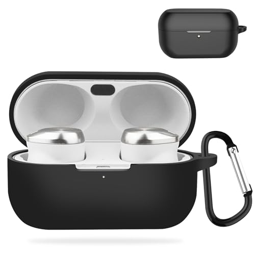 JXRICH For パナソニック Technics EAH-AZ100 ケース (Panasonic) technics EAH-AZ100 用 カバー 落下防止 キズ防止 シリコンケース 装着充電可能 全面保護 カラビナ付き(ブラック)