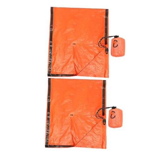 WHAMVOX 2pcs Lightweight Pe Aluminum Film Sleeping Bag for Adults Portable Drawstring Survival Sack with Emergency Whistle for Camping and Outdoor Travel