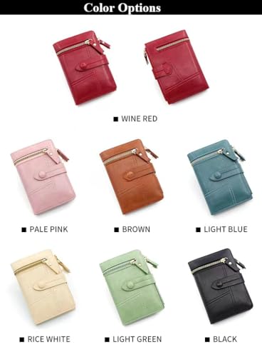 RFID Blocking Wallet for Women, Leather Credit Card Holder, Slim Zipper Coin Purse, Travel Multi Slot Organizer (Coffee)4