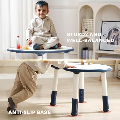 Image of BAYBEE Study Table for Kids with Chair,Multi-Functional Adjustable Study Table with Anti-Slip Base, Drawing Board, Safe Rounded Corners & Easy Plug-and-Play Installation (Blue)