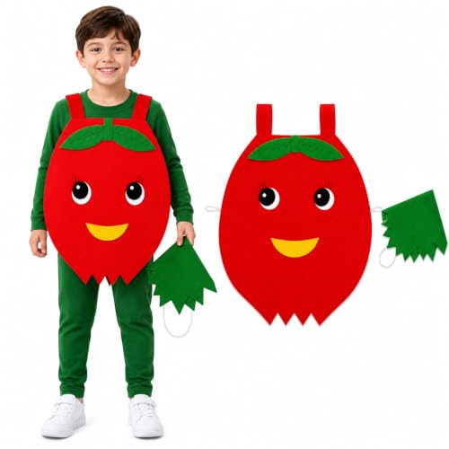Image of Raj Costume Kids Mango Fruit Costume Apron with Cap for Boys & Girls | Cute Yellow Cutout Fancy Dress | Soft Felt Fabric | Role Play Outfit
