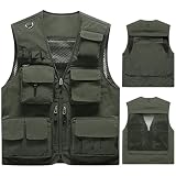 [ｉｎｏｔｅｎｋａ] M～7XL メンズベスト 作業ベスト フィッシングベスト 春夏 アウトドア ナイロン ワーク 15ポケット 多機能 お釣 カメラマン 登山 撮影用 大きいサイズ 通気性 速乾性 メッシュ 秋(3XL アーミーグリーン)