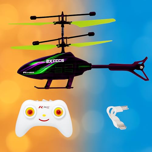 Image of RC Helicopter with Hand Gravity Sensor for Kids Flying Remote Control Toy, Chargeable LED Light & Smart Safety Sensor, Indoor Outdoor Play, for Boys & Girls - Pack of 1 ((Blackgreen)