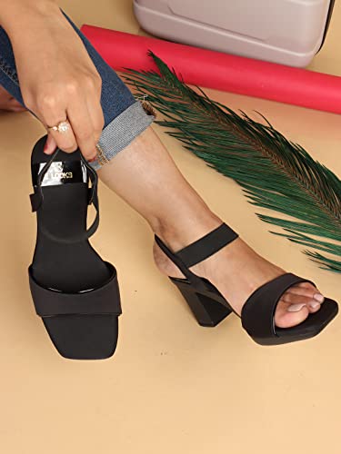 XE Looks Fancy & Comfortable Block Heel Sandal with Ankle Strap for women & Girls - Image 4