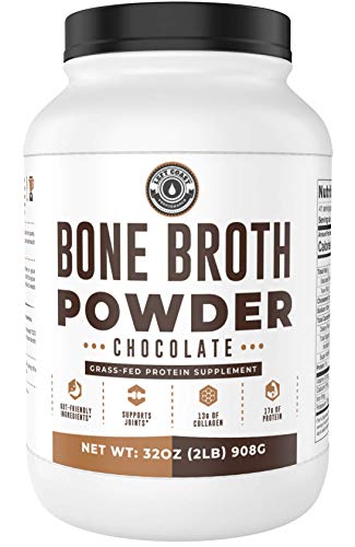 Bone Broth Protein Powder, Chocolate, Grass Fed [2lbs/ 42 servings] 17g protein, 13g