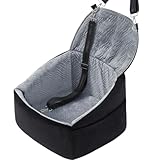 NUPIDA Dog Car Seat for Small Dogs, Pet Booster Seat with Extendable Backrest, Pet Car Seats up to 30 lbs, Washable Removable Cover Travel Bed with Storage Pockets and 2 Safety Leashes, Black&Grey