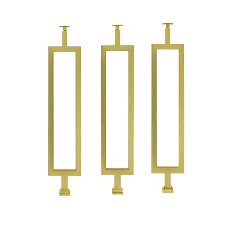 Postes de hierro negro acabado dorado para escaleras con base robusta de 95cm