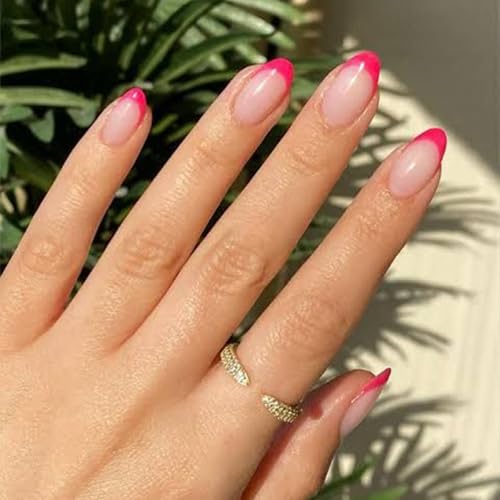 Modelones French Tip Press on Nails Short, Oval Fake Nails,