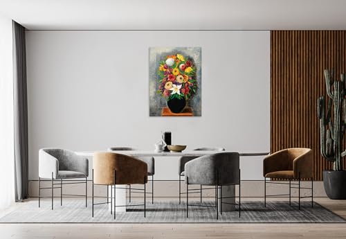 Tableau de fleurs abstrait grand tableau de décoration murale 80x105 - 4