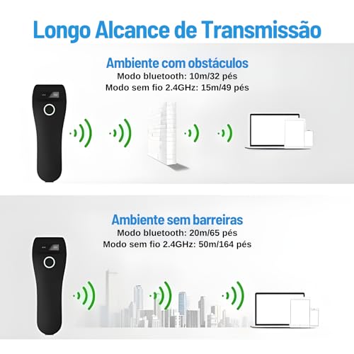 Mini Leitor Código Barras Bolso Sem Fio 1D 2D QR Code Bluetooth Cor Azul-celeste Tipo De Conector Do