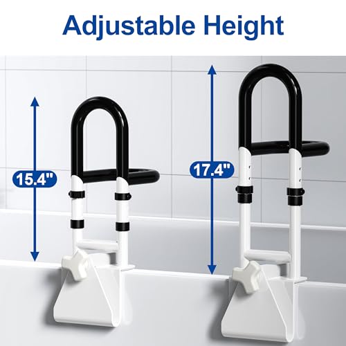 Adjustable Bathtub Safety Rail with Double Grip, 14–18 Inch Height Shower Grab Bar for Seniors, Elderly & Disabled, Non-Slip Tub Side Bar Clamp for Bathroom Support - Image 6