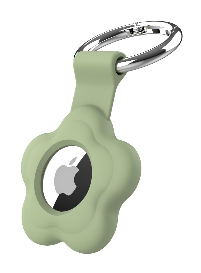Airtag Holder for Apple Air Tag, Keychain AirTags Case with Anti-Lost Key Ring, Protective AirTag Keychain Cover, Finder Items for Pets, Keys, Backpacks (Green)