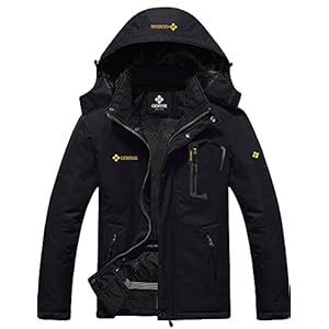 Gemyse Waterdicht ski-jack voor heren, winddichte outdoor winterjas met capuchon en fleecevoering