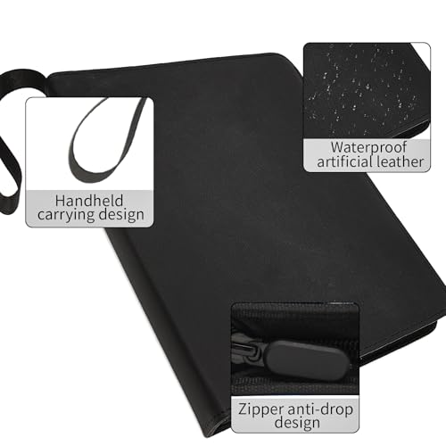 Image of Card Binder - 720 Capacity, Zippered Trading Card Holder for MTG, Sports & Collectible Cards - Acid-Free, Durable & Travel-Friendly Storage (Black dots, 9 Pocke)