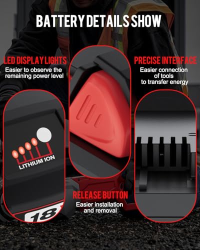 Image of 2 Pack 18V Lithium 12.0Ah Battery Replacement for Milwaukee M18 Battery