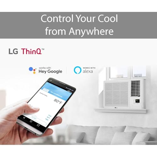Image of LG 12,000 BTU Smart Window Air Conditioner with Supplemental Heat, 230V, Cools 550 Sq.Ft. (22' x 25' Room Size), 2 Cooling, Heating & Fan Speeds, Works with LG ThinQ, Amazon Alexa, and Hey Google