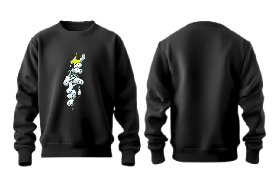 Unisex Black Cotton Blend Sweatshirt with Breakthrough Design, 320 GSM Brushed Loopknit, Ultra Soft Pre-Shrunk Fabric, S-XXL Sizes, Vegan Friendly-image-34